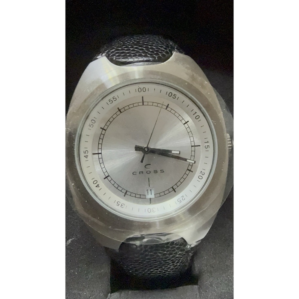 CROSS Tourist‑Trophy Men's Brushed Steel Watch WMA09 Leather strap NIB vintage